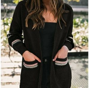 Black boho long cardigan